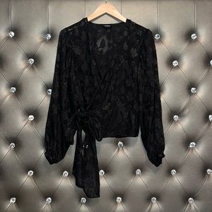 Express wrap tie blouse size medium